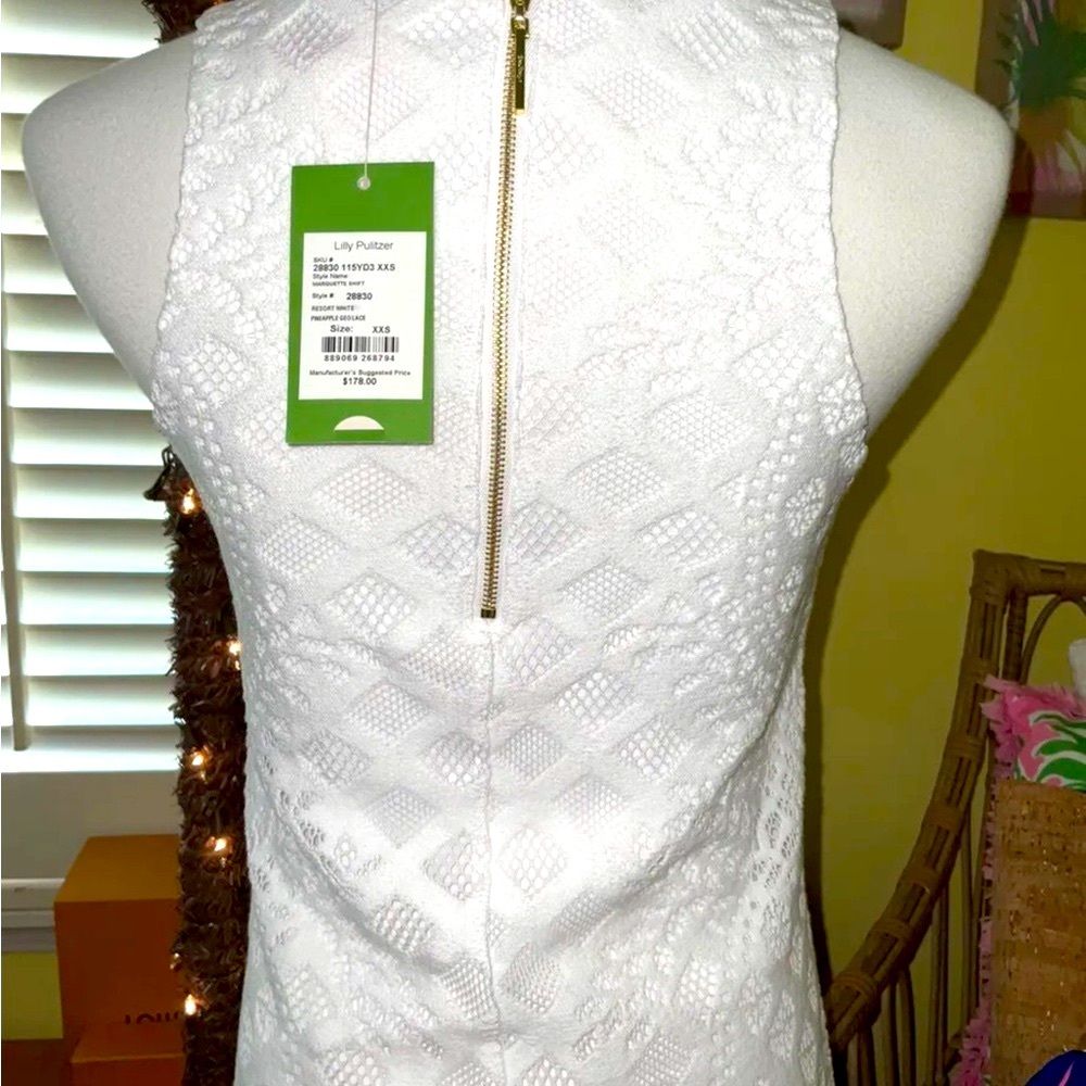 Lilly Pulitzer NWT Marquette Shift Dress Pineapple Geo Lace White - Picture 5 of 12